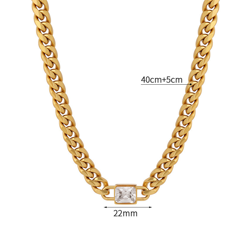 Wholesale Stainless Steel 18K Gold Plated Zircon Pendant Necklace